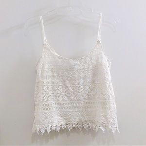 H&M White Lace Spaghetti Strap Top
